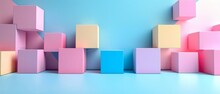 3D Geometric Cubes In Pastel Colors