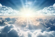 © beyouenked - Beautiful view of the sky with clouds and sun rays shining through, creating an ethereal atmosphere.
