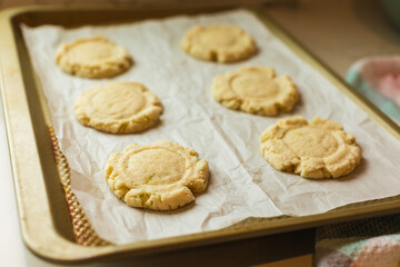 Wall Mural - Lime sugar cookies on baking sheet