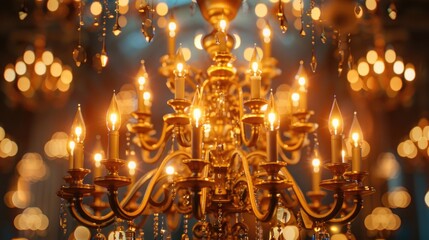 Canvas Print - Chandelier image featuring candle shaped bulbs