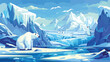 Cartoon nature winter arctic landscape with ice 