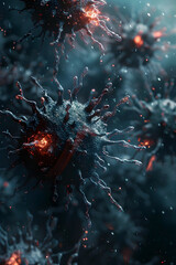 Poster - Viral Transmission Vectors and Pathogenic Infections in a Cinematic 3D Rendering with Hyper-Detailed Photographic Style