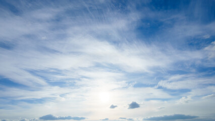 beautiful blue color sky and soft white clouds for abstract background