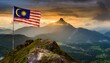 The Flag of Malaysia On The Mountain.