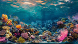 Fototapeta Do akwarium - Vibrant Coral Reef Ecosystem Underwater.