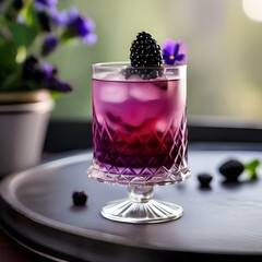 Canvas Print - A refreshing blackberry lavender cocktail with a blackberry and lavender garnish3