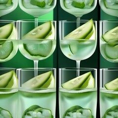 Wall Mural - A refreshing cucumber gin cocktail with a cucumber slice4