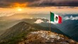 The Flag of Mexico On The Mountain.