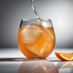 Sticker - A glass of fizzy orange soda with an orange slice1