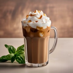 Wall Mural - A tall glass of iced coffee with milk4