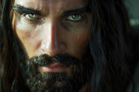 Close portrait of Jesus, savior of mankind
