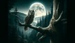 © FantasyLand86 - An owl perched on a gnarled tree limb with the full moon casting a glow over the distant hills.