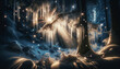Mystical Frozen Wonderland Illuminated by Ethereal Moonlight