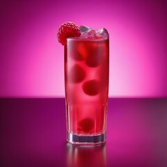 Poster - A glass of fizzy raspberry soda with a raspberry1