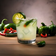 Poster - A spicy margarita cocktail with jalapeño slices4