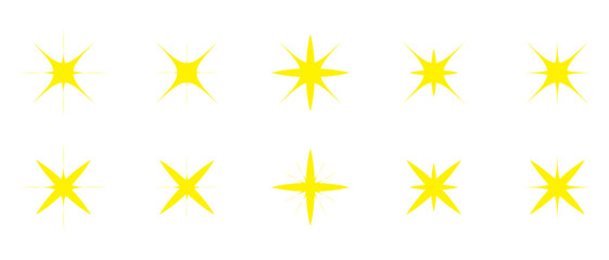 Poster - Twinkling stars vector set. Shiny sparks icon. Minimalist twinkle star shape symbols. Modern geometric elements, shining star icon set. Used in web , templates . Isolated on white background in eps 10