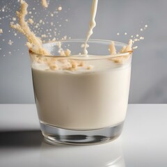 Poster - A glass of creamy quinoa milk with a splash of vanilla3