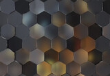 Fototapeta  - Grey and gradient glossy hexagons background pattern. Abstract hexagonal texture. 3D rendering