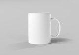 Fototapeta  - Isolated mug mockup on white. Blank coffee cup template. 3D rendering