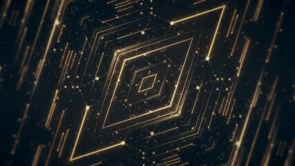 Wall Mural - abstract background animation with glittering shiny gold particles and shooting golden stars. this l