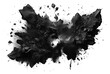 © sdecoret - Exploding black rock with smoke and dust on empty transparent background. Isolated brush. Generative ai