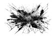 Black shattered glass exploding on empty transparent background. Isolated abstract broken glasses explosion brush. Generative ai