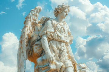 Aufkleber - A depiction of Hermes, god of travel and commerce, promoting a travel agency with a campaign that hi