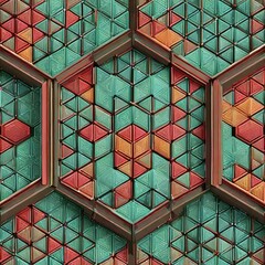 a seamless 3D hexagon geometric pattern designed for modern design applications. The hexagons are arranged in a repeating pattern that seamlessly blends together to create a visually captivating desig