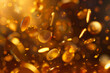 Flying golden coins background. AI generative
