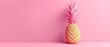This is a 3D rendering of a pineapple cut on a pastel pink background. It has a minimalist summer concept.