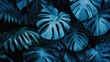 Collection of tropical leavesfoliage plant in blue