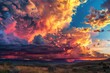 Vibrant sky with clouds over a scenic field, perfect for nature themes