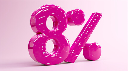 Sticker - Number 8% in bold pink on a white background