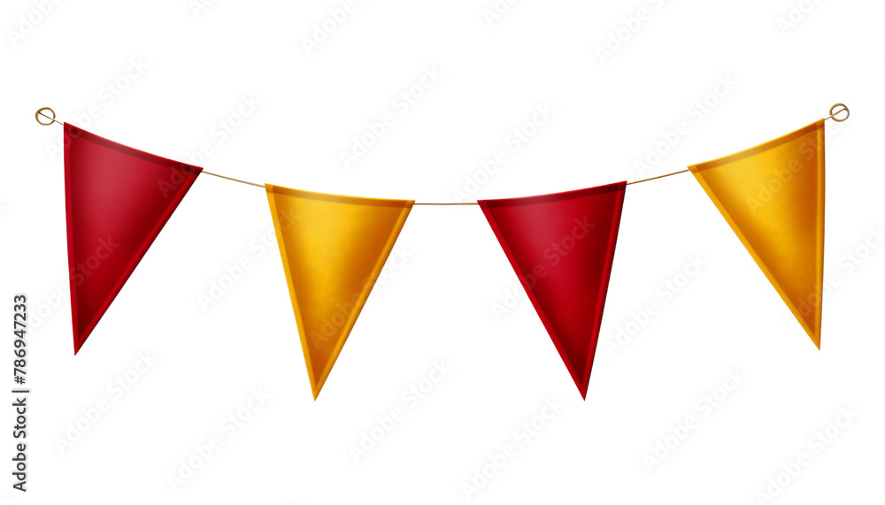 gold red party ribbon banner isolated on transparent background cutout ...
