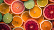 Vibrant Fruit Slices Close Up Pattern Background - Generative AI