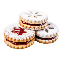 Wall Mural - Sweet Linzer Cookies isolated on white background