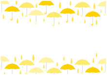 梅雨景色の雨が降る傘パターン背景10黃色