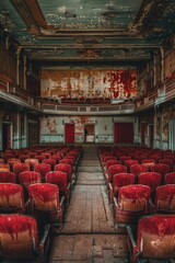 Poster - An empty theater with red seats, suitable for various creative projects