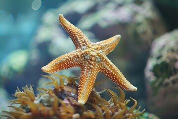 Wall Mural - Close up of a starfish in an aquarium. Perfect for marine life concepts