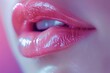 Close up of a person's mouth with pink lips. Perfect for beauty and cosmetics concepts