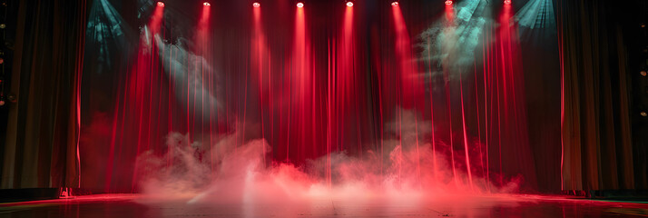 Wall Mural - theater stage light background with spotlight illuminated the stage for opera performance. empty sta