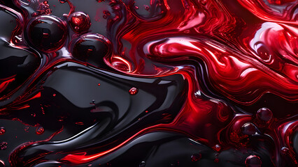 Wall Mural - Abstract black and red liquid background. 3d rendering, 3d illustration.