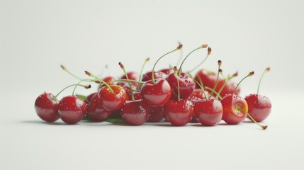 Sticker - A pile of juicy cherries on a clean white background. Perfect for food and fruit concepts