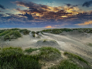 Sticker - Sunset on the beach of the north sea island Romo in Denmark.