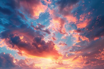 Wall Mural - a plane flying through a dramatic cloudy sky at sunset. suitable for travel and transportation conce