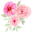 Rose florals watercolor arrangement border clip art, vintage style hand painted 