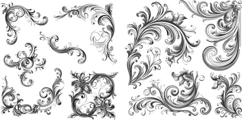 Leinwandbilder - Vintage borders, corner, dividers and filigree elements