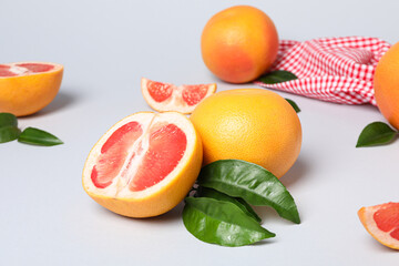 Sticker - Juicy summer fruit - grapefruit, concept of fresh food