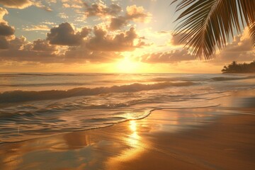 Wall Mural - Beautiful sunset scene on the beach, ideal for travel or relaxation concepts