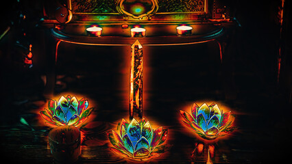 Aufkleber - Cacao ceremony space, heart opening medicine. Ceremony space and artistic effect.